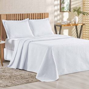 Cobre Leito Queen Bouti Mavie Geométrico 180 Fios 3 Peças - Branco - 100% Poliéster