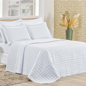 Cobre Leito Casal Padrão Montreal Algodão 150 Fios 3 Peças - Branco