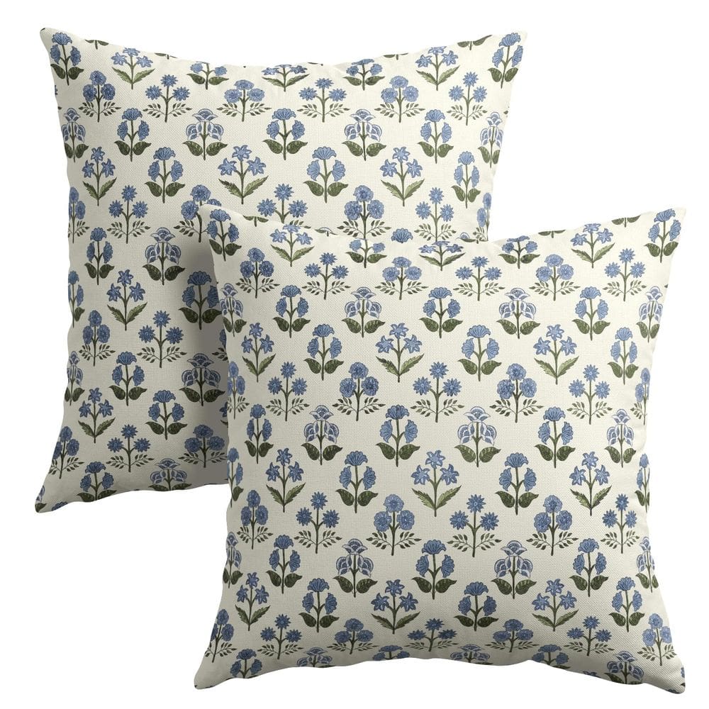 Capas de almofada Granbey Blue Floral 60x60cm, conjunto de 2
