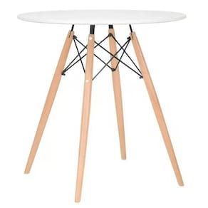 Mesa Cozinha Eiffel Redonda Tampo MDF Tx 80cm Branco