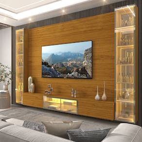 Home 293cm 5 Portas com 3 Portas Reflecta com LED 100% MDF Luminare Naturale