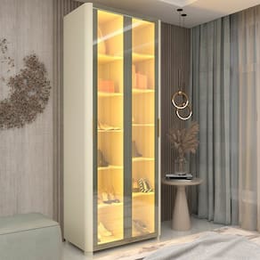 Sapateira  2 Portas Reflecta com Pés e Led  100% MDF Off White