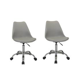 Office Luisa Cinza Base Rodizio Cromada Rivatti Kit 2 Unid