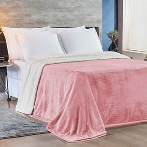 Cobertor Queen Alaska Dupla Face Sherpa/Mantinha - Rosa Secreto