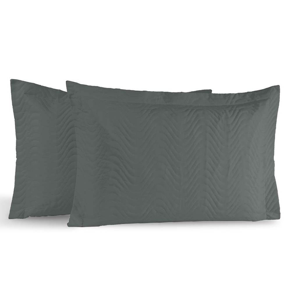 Kit Portas Travesseiros Silver Percal 180 Fios 50cm x 70cm 2 Peças - Grafite
