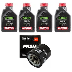 Kit 4X Óleos Motul 5100 10W-30 1L 4T + 1 Filtrofram Honda Nc 750 2015 2016 2017 2018 2019 2020 2021 2022 2023 2024 2025