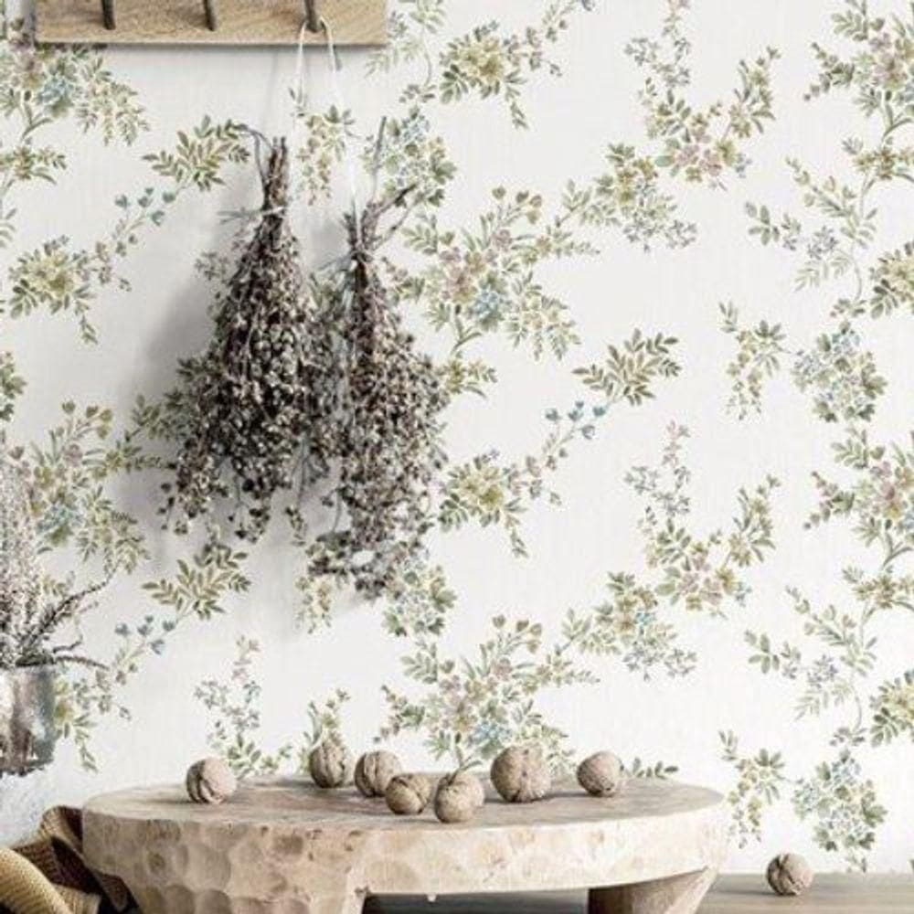 Papel De Parede Happy Floral Branco 12312