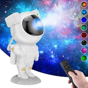 Luminária Astronauta Projetor Estrelas Galáxia Luz 110V