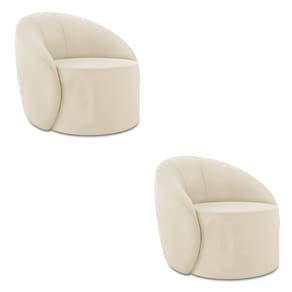 Poltrona Decorativa Orgânica Kit 2 Lua Veludo Bege D03 - D`Rossi
