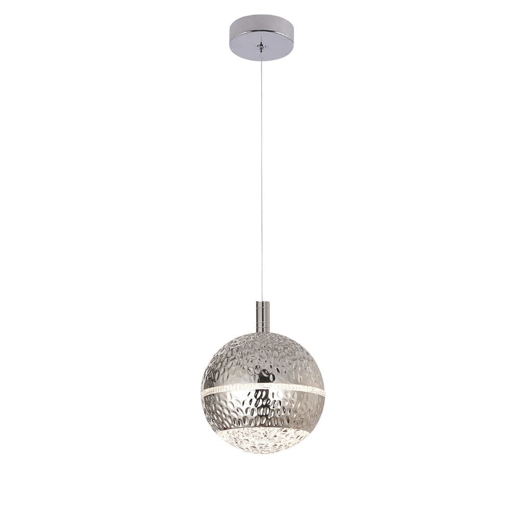 Pendente Globo de Metal Cromado Cristal 15cm Led 8W 3000K Bivolt
