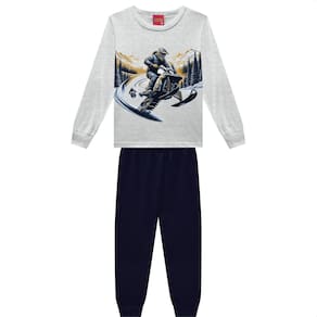 Conjunto Infantil Kyly Moletom Peluciado Esqui Azul Marinho