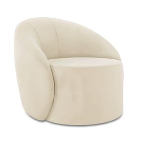 Poltrona Decorativa Orgânica Lua Veludo Bege D03 - D`Rossi