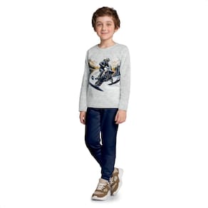 Conjunto Infantil Kyly Moletom Peluciado Esqui Azul Marinho