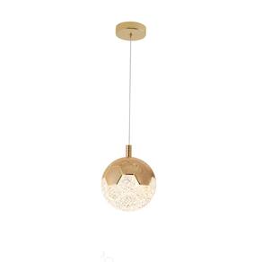 Pendente Globo de Metal Dourado Cristal 15cm Led 8W 3000K Bivolt