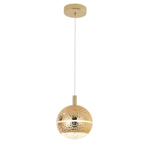 Pendente Globo de Metal Dourado Cristal 15cm Led 8W 3000K Bivolt