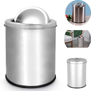 Lixeira Com Tampa Basculante Multiuso Banheiro Cozinha Escritorio Aço Inox 3 litros