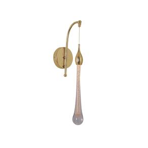 Arandela Gota Cristal Dourado Led 3W 3000K 35cm