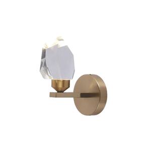 Arandela Metal e Cristal Dourado Led 5W 3000K 15cm