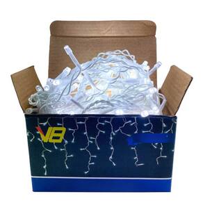 Cascata Natal Pisca Fixo 200 Leds 5m Branco Frio 127V Uso Interno 14722-PL