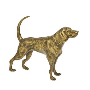Escultura Decorativa Cachorro em Alumínio Dourado 22,5cm