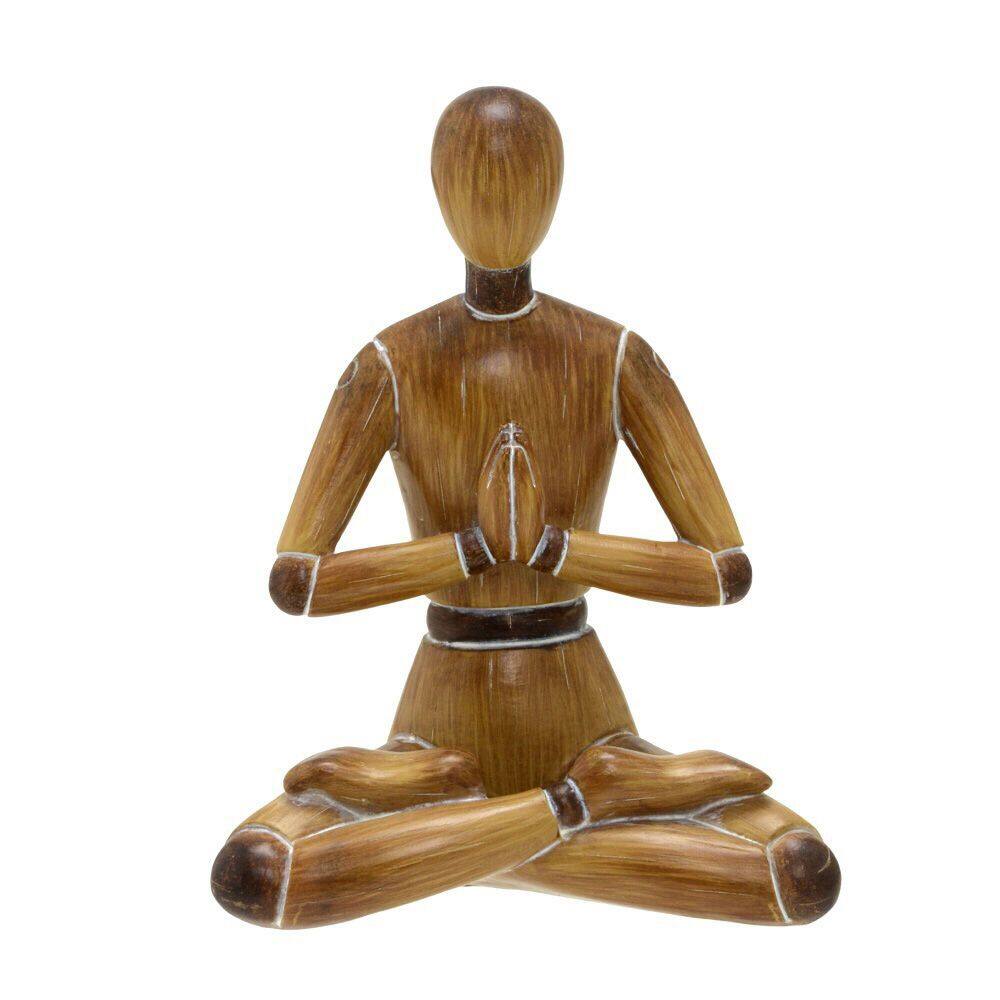 Escultura Decorativa Boneco Yoga em Resina 16cm 15396-PL