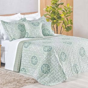Cobre Leito Queen Top Line Estampado 180 Fios 3 Peças - Lotus - 100% Poliéster