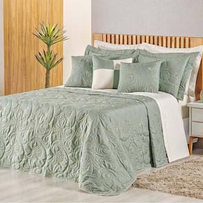Cobre Leito King Dupla Face Micropercal 180 Fios Melody 5 Peças - Verde Malva - 100% Poliéster