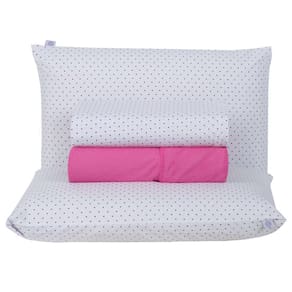 Jogo de Lençol King Home Style 180 Fios 4 Peças - Polka Pink