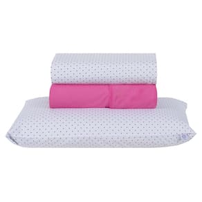 Jogo de Lençol Solteiro Home Style 180 Fios 3 Peças - Polka Pink
