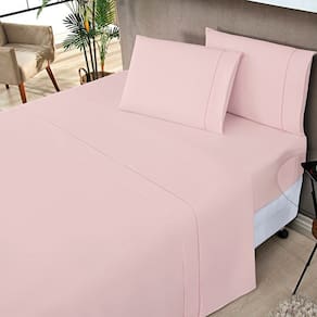 Jogo de Lençol King Elegance 200 Fios 4 Peças - Rosa - 80% algodão 20% poliester