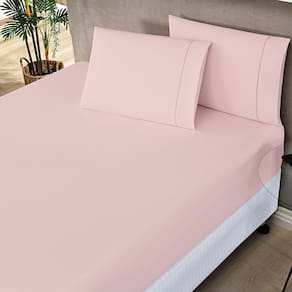 Jogo de Lençol Casal Padrão Elegance 200 Fios 3 Peças - Rosa - 80% algodão 20% poliester