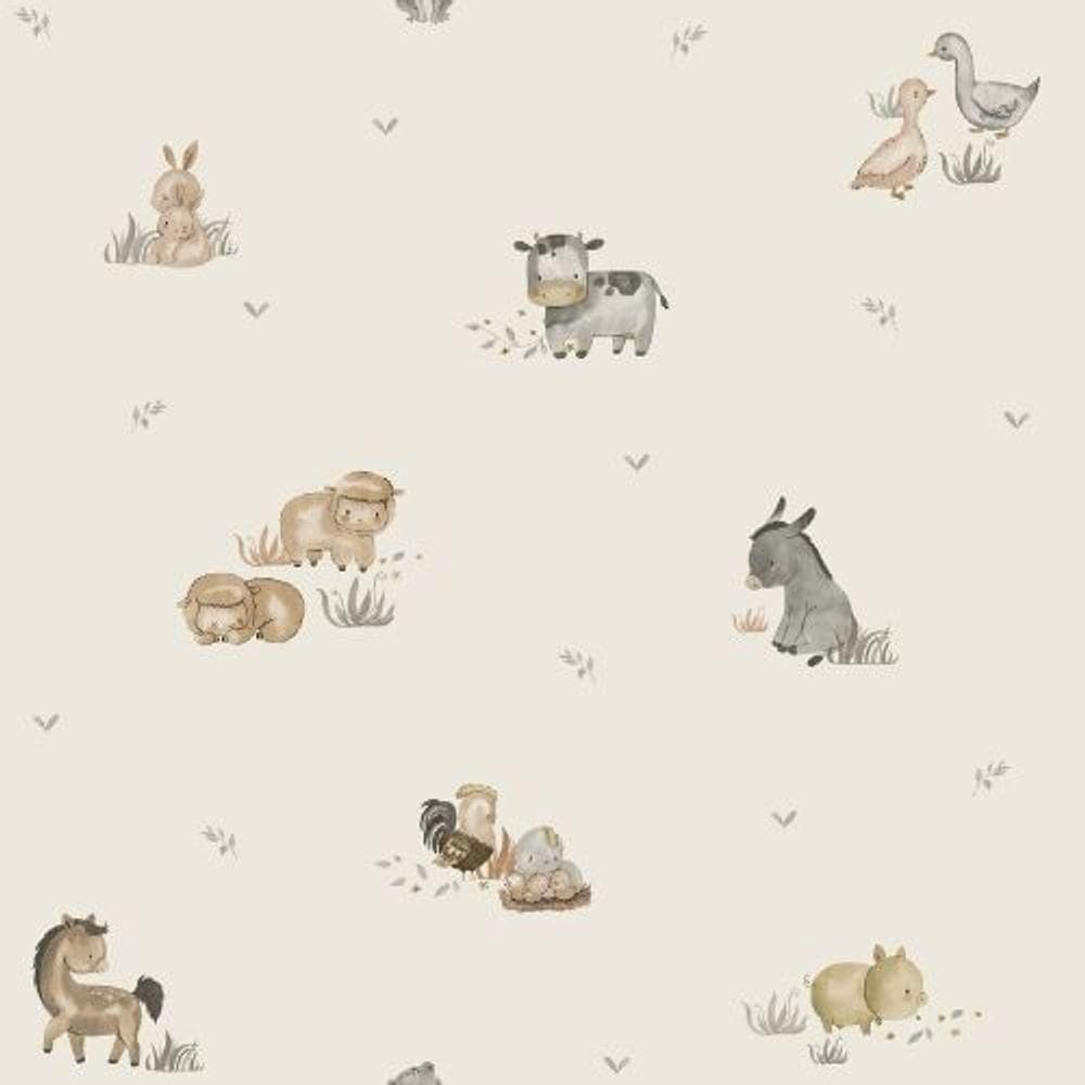 Papel De Parede Happy Infantil Bege 14831