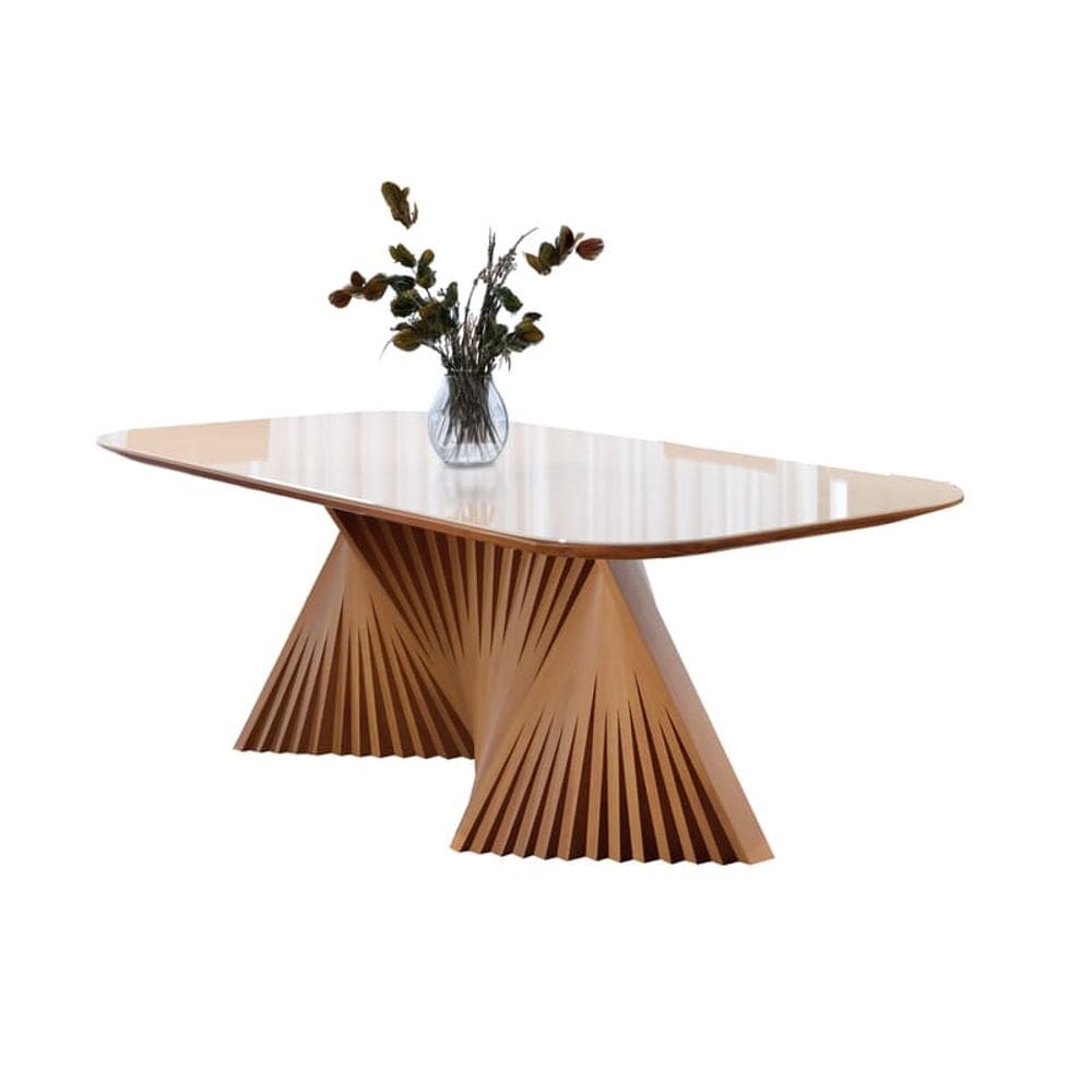 Mesa de Jantar Madeira Maciça com Base Torcida 2,0x1,0m - Opala - Harmonia Salas
