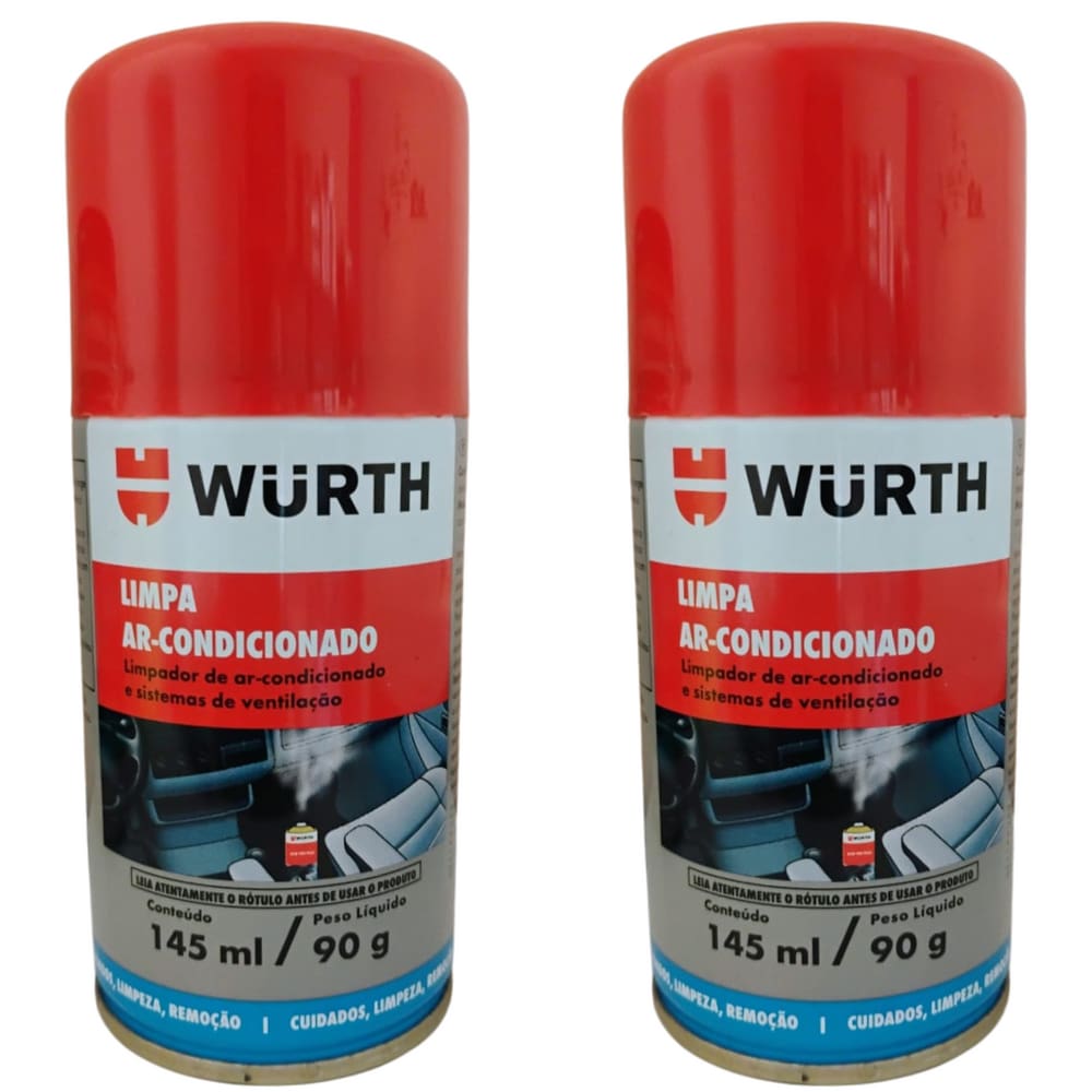 Kit 2 Limpa Ar Condicionado Higienizador Automotivo Wurth Carro Novo 145ml