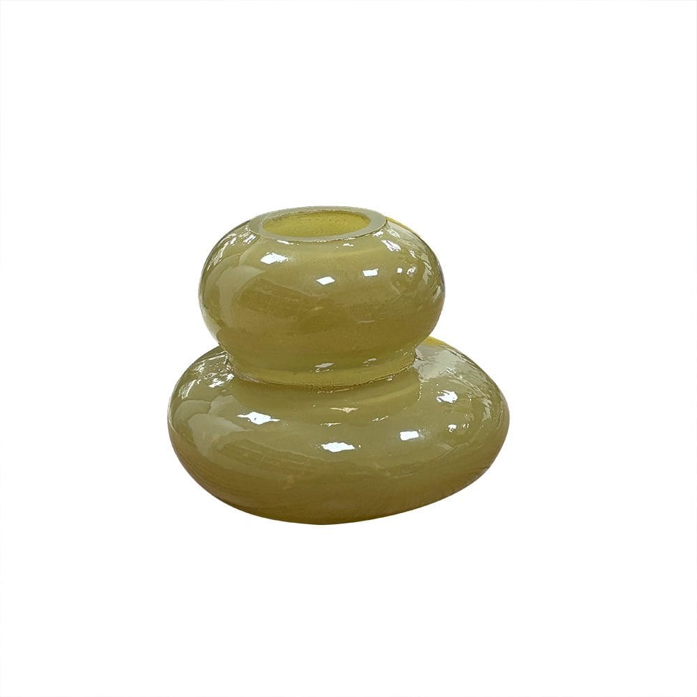 Vaso Decorativo Orgânico de Vidro Bege 8,5cm BY0003 BTC