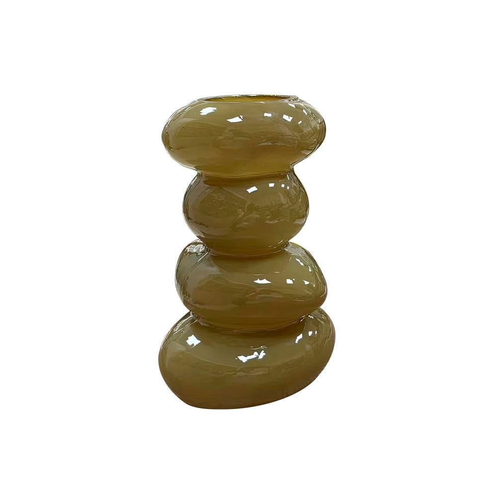 Vaso Decorativo Orgânico de Vidro Bege 23cm BY0006 BTC