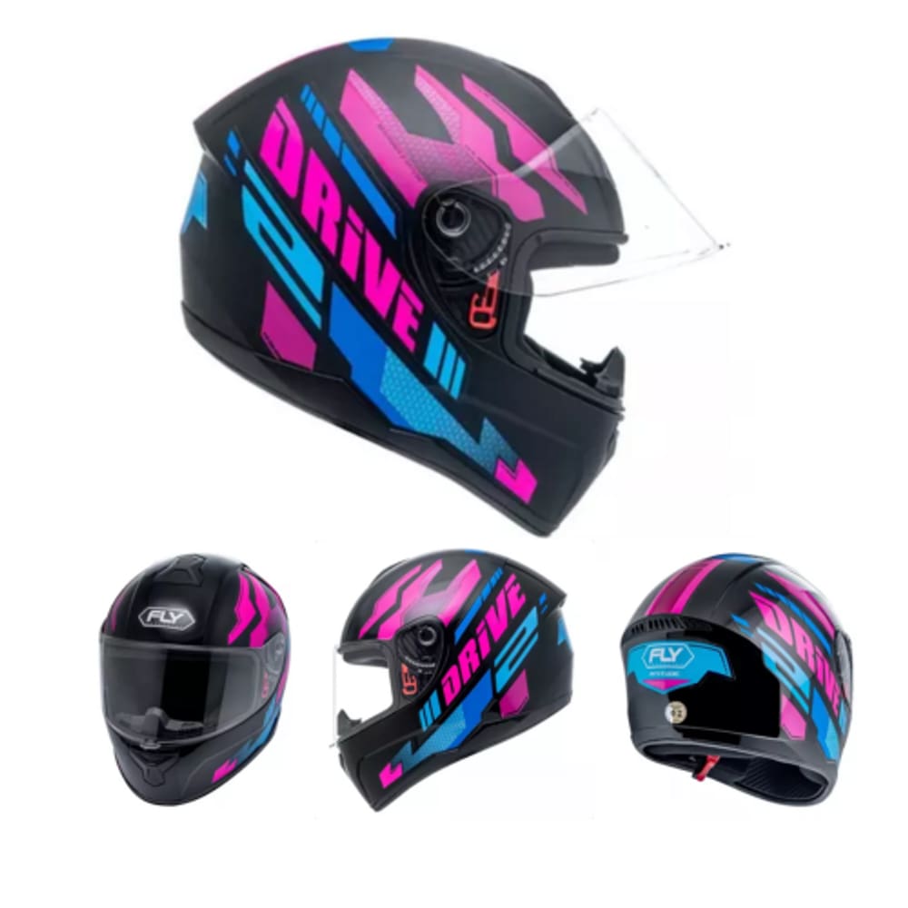 Capacete Feminino Moto Fly Drive 2 Hg Rosa Esportivo Com Narigueira