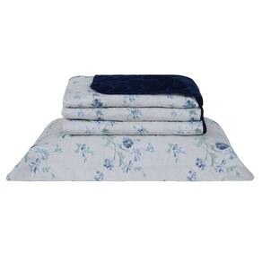 Cobre Leito Solteiro Colori Dupla Face 200 Fios Estampado 2 Peças - Marie Azul - 100% Poliéster