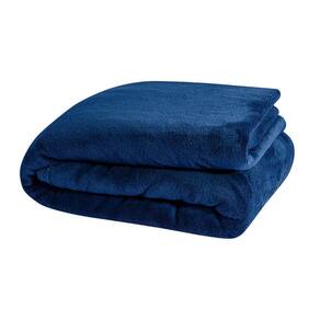 Manta Casal Padrão Soft Fleece Lisa 1 Peça - Azul Marinho - Flanel 100% poliester