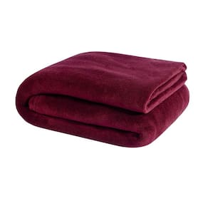 Manta Casal Padrão Soft Fleece Lisa 1 Peça - Vinho - Flanel 100% poliester