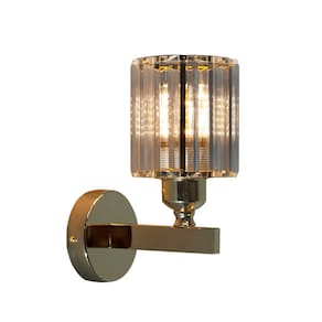 Arandela Metal e Cristal Redondo Dourado 1E27 20cm