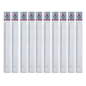 Kit 10 Réguas 30cm Poliestireno Transparente Cristal - Acrimet