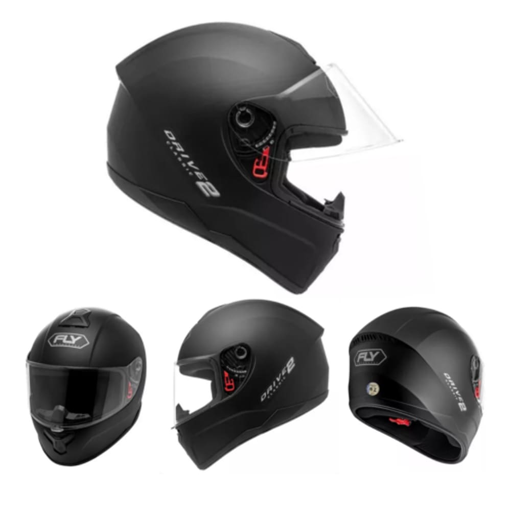 Capacete Masculino Capacete Feminino Fly Drive 2 Hg Preto Fosco Com Narigueira Alta