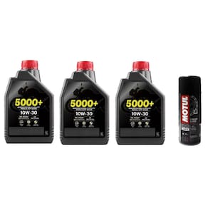 Kit Contendo 3 Óleo Motul 5000+ 10W-30 4T 1L Semi Sintético Road E Off Road + Lubrificante C2 200Ml