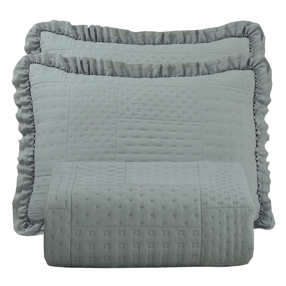 Cobre Leito Casal Percal 300 Fios Babado Malvinni 3 Peças