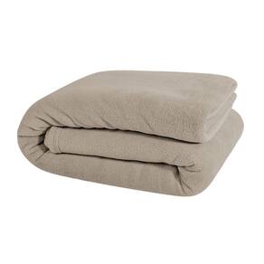Manta Casal Padrão Soft Fleece Lisa 1 Peça - Bege - Flanel 100% poliester