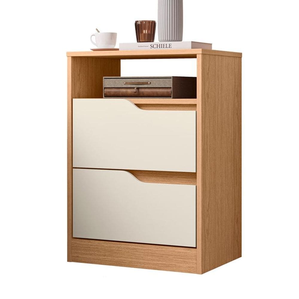 Mesa de Cabeceira Sole 2 Gavetas Freijó/Off White (Vistas Flex) - ABZ