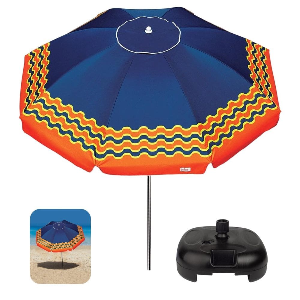 Kit Guarda Sol 2,5m Articulado Alumínio Sombreiro Ibiza Azul Marinho Base Plástica Preto - Tobee