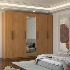 Guarda-Roupa Casal Nirvana Plus 8 Portas 4gavetas com Espelho Cinamomo - Panorama Móveis