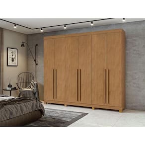 Guarda Roupa Casal Ambiente Bertha 6 Portas Amêndoa Clean com Pés - Lopas